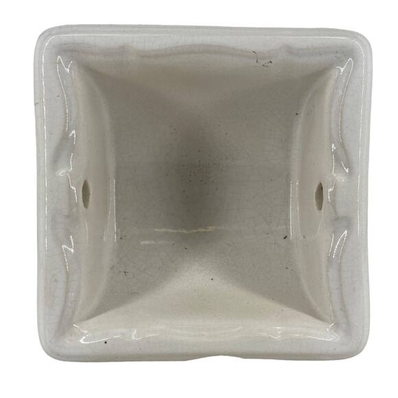 Vintage Ceramic Inset Toilet Paper Holder Rectangular Flawed Antique Art Deco - Picture 4 of 15